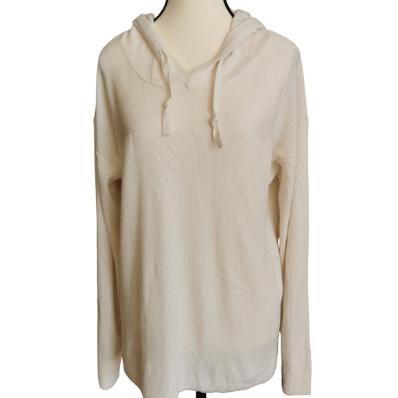 Soma Tops - Soma wknd White Eco-Friendly Lightweight Knit Hoodie - Sz L